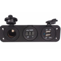 Dual USB Charger + LED Voltmeter + 12V Outlet Power Socket Panel Jack